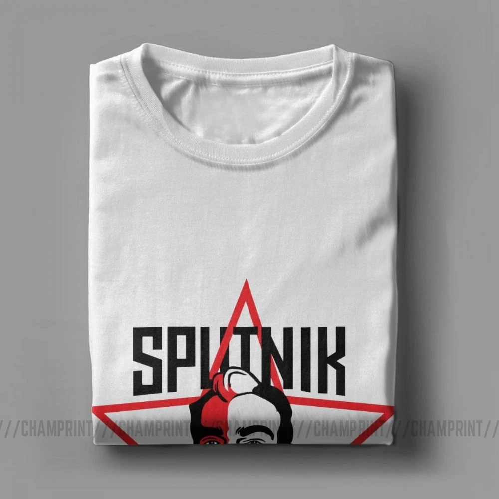 Футболка Sputnik в ретро стиле для мужчин 100% хлопок Забавные футболки космическая
