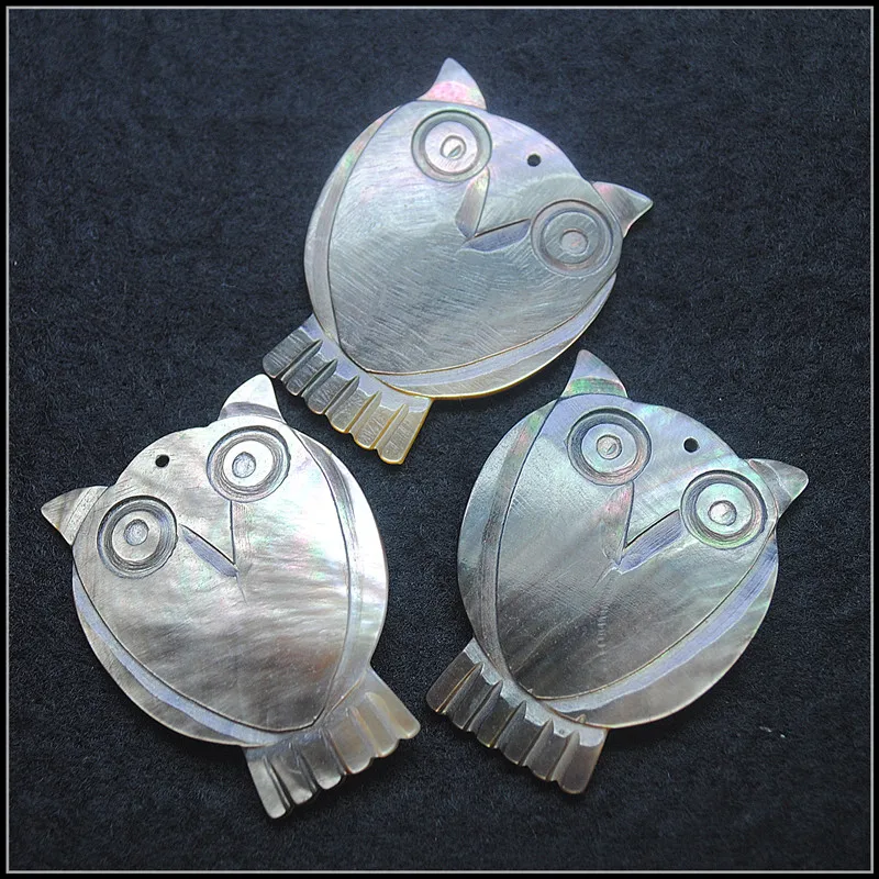 3 шт. черный корпус Сова Форма резьба Размер бусин 40x32 мм для женщин пляжные