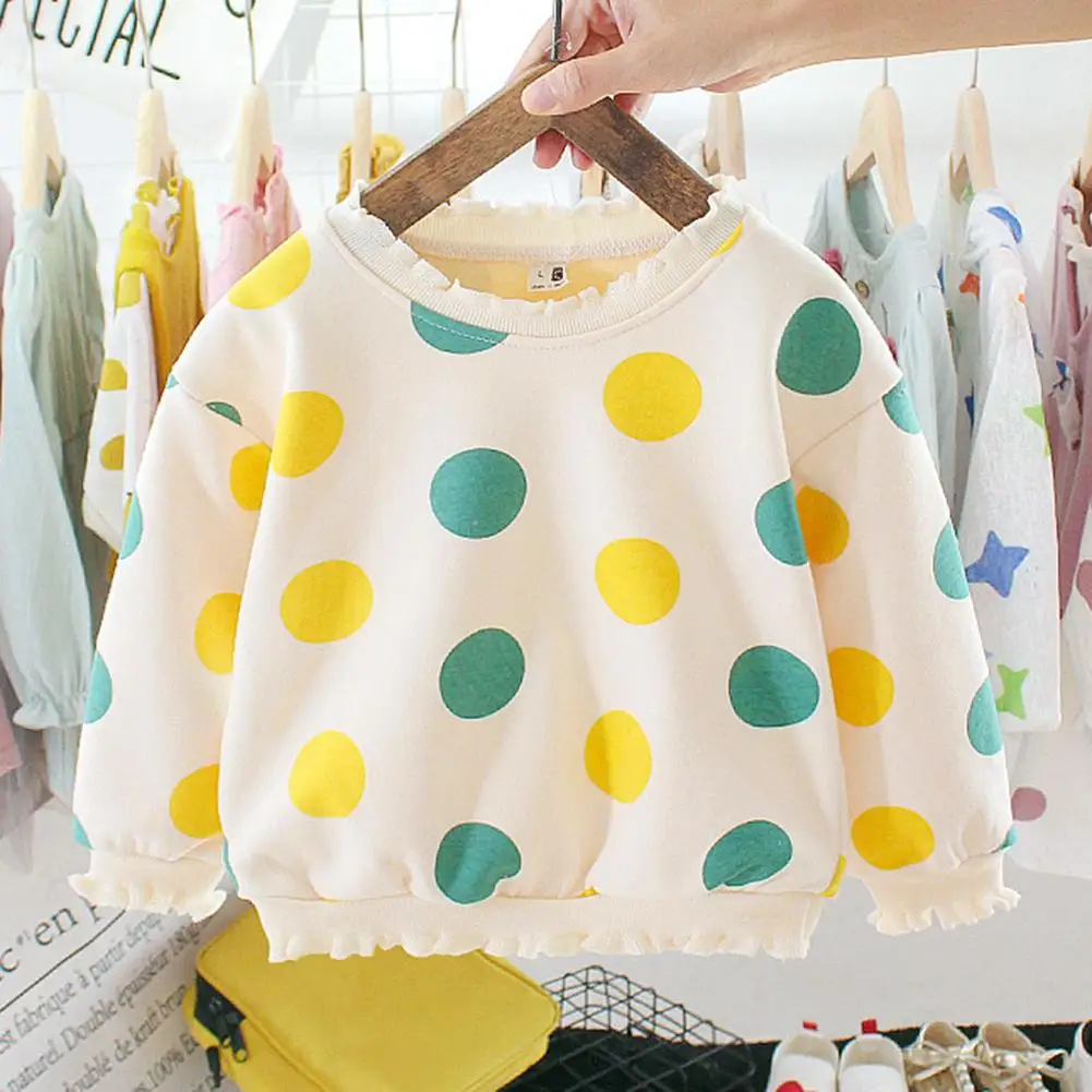 Baby Girl Kids Sweatershirt Stitching Long-Sleeves Personality Korean Lovely Dot Printing Princess Fashion Clothes