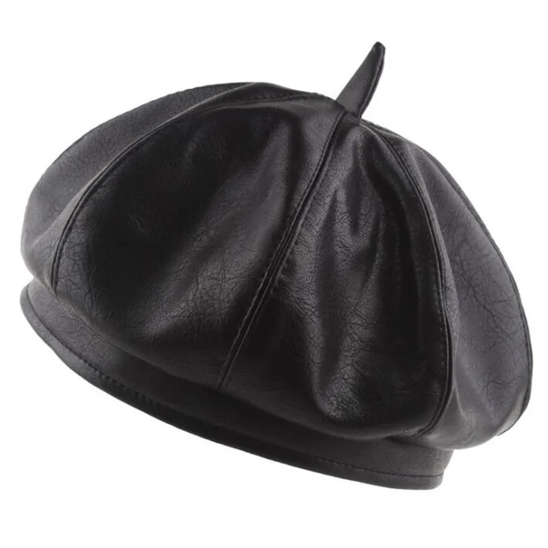 

SILOQIN Autumn New Beret For Women's Trend Quality PU Leather Berets Elegant Vintage Lady Brands Leisure Sports Cap Gorra Hombre