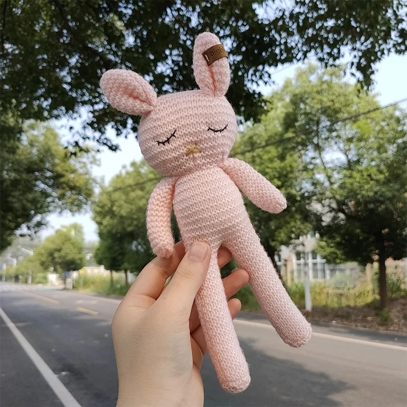 

New Handmade Rabbit Crochet Wool Doll Animal Stuffed Plush Toy Baby Soothing Baby Sleeping Plush Toy Gifts for Kids Birthday