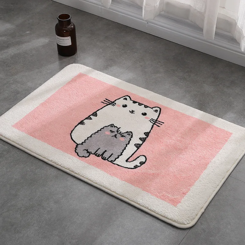 

1pc bathroom carpet lamb wool memory foam bath mat cute cartoon animal bathroom carpet non-slip absorbent bath mat decoration