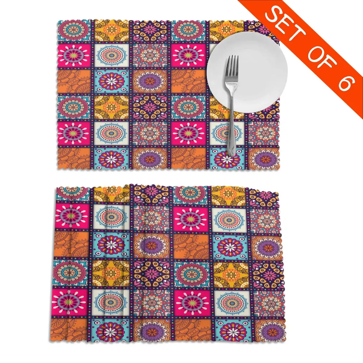 

Набор из 6 разноцветных салфеток с мандалой для обеденного стола, коврик для кухни, аксессуары, коврик для чашки, вина
