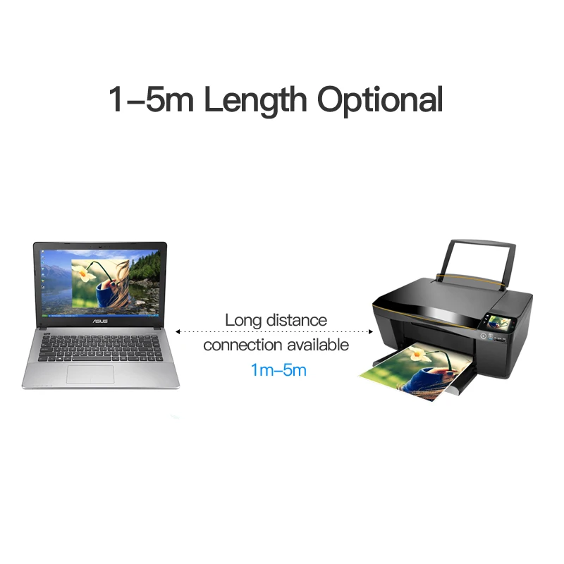 Фото Кабель USB-А/USB B Vention, 10 м, 1,5 м, штекер-штекер, для синхронизации данных, для принтеров, сканеров Canon, Epson, HP №4