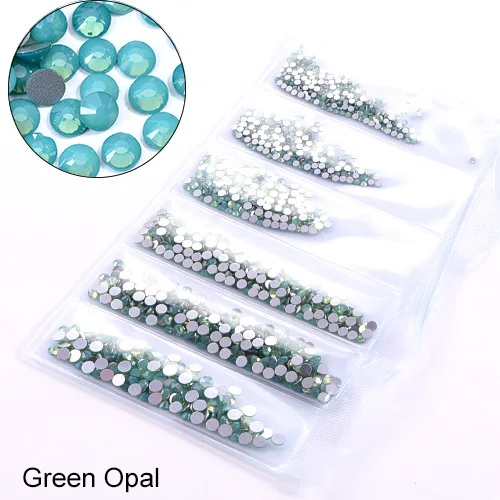 Green Opal 1580 шт разноцветные стразы разных размеров без горячей фиксации с кристаллами AB стеклянные плоские стразы для украшения ногтей H0992 - Цвет: Green Opal