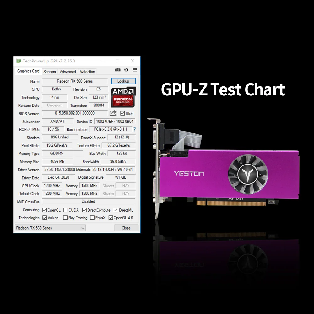 Yeston RX560 4G D5 LP Графика карты Ga mi ng графическая карта 1200/6000 МГц 4G/128 бит/GDDR5 памяти VGA + HD
