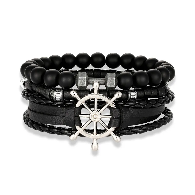 1 комплект 3 шт. плетеные кожаные браслеты для мужчин и женщин винтажные