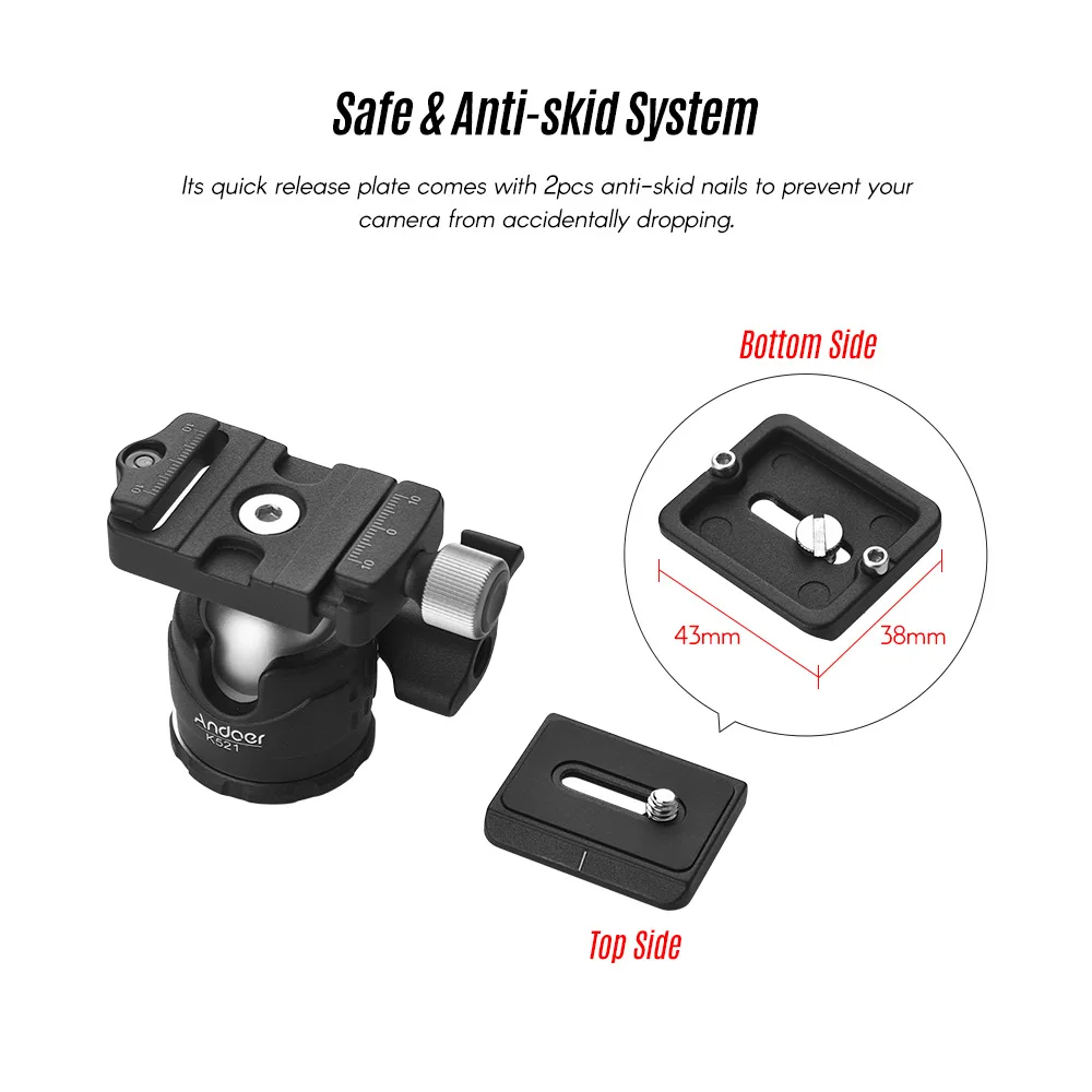 Портативный 5 секционный Выдвижной алюминиевый штатив Andoer с мини шариковой