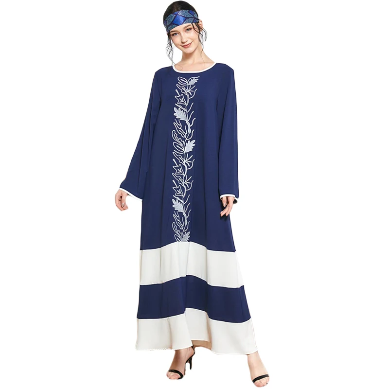 

Dubai Causal Loose Muslim Long Dress Abaya Patchwork Embroidery Maxi Robe Ramadan Kaftan Jilbab Arab Long Sleeve Autumn Fashion