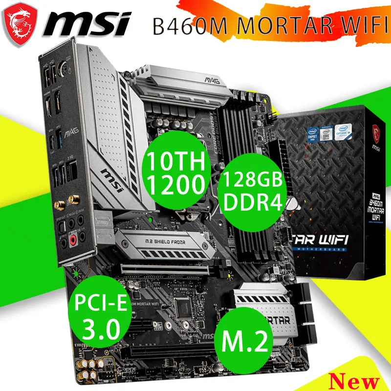 Bestellen Mainboard MSI B460M MÖRTEL WIFI Sockel LGA 1200 DDR4 128GB PCI-E 3,0 USB 3,0 Intel B460 Neue Desktop Micro ATX Drahtlose Bluetooth