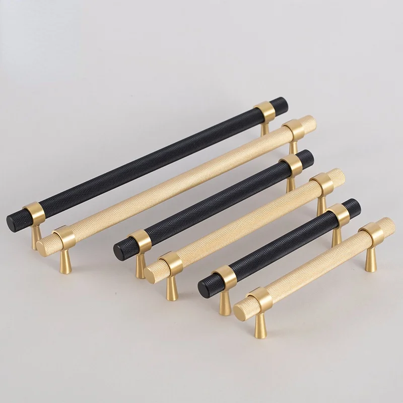 

Gold Knurled/Textured kitchen handles and knobs Cabinet Handles Drawer Pulls Bedroom Knobs Brass T Bar Cabinet Hardware