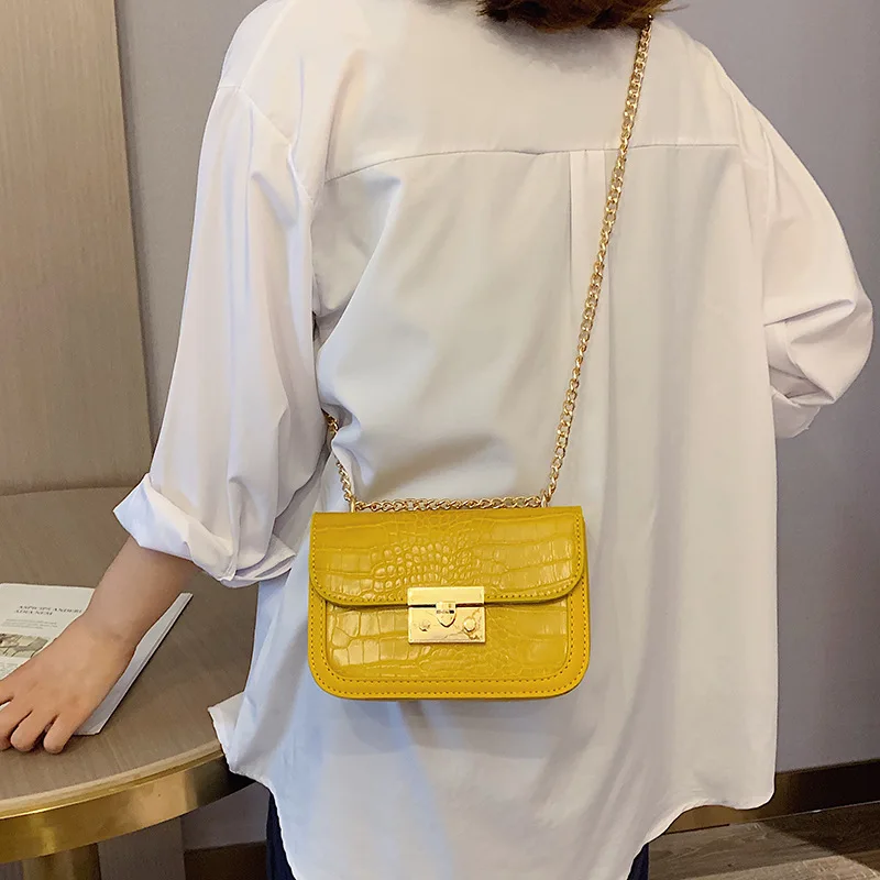 Маленькая сумка через плечо в стиле ретро с крокодиловым узором для женщин 2020