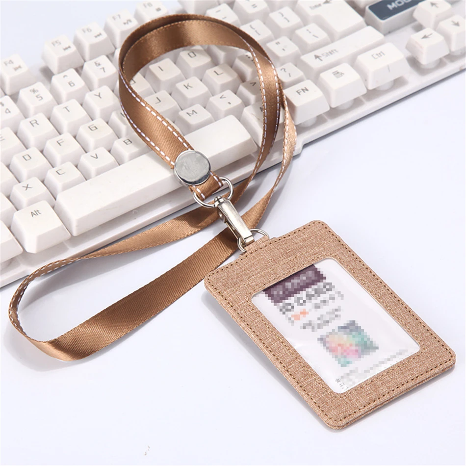 Выдвижной Lanyards держатель удостоверения личности кожа Porte Bus чехол скольжения для мужчин женщин банк держатель кредитной карты держатель карты