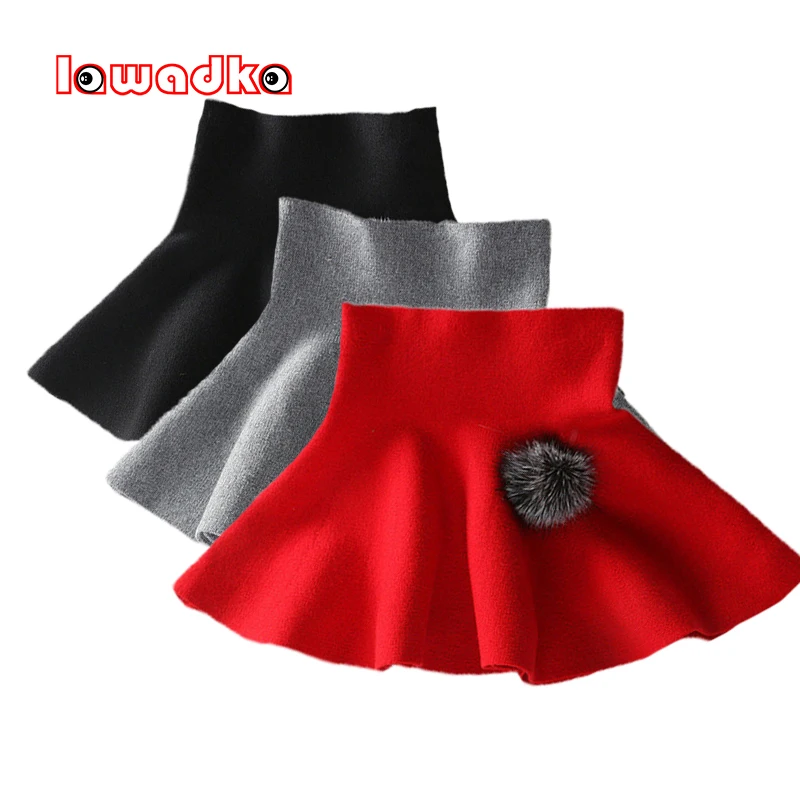 

Lawadka Autumn Winter Skirts For Girls Knitted Tutu Pleated Mini Skirt High Waist Children's Clothing Age for 2-6Years Old