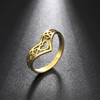 cooltime gold color heart finger rings for women stainless steel couple rings 2022 new trend jewelry accessories wedding gift