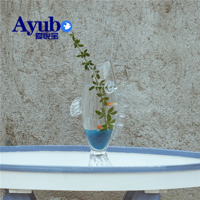 

Creative Aquarium fish shaped ecological goldfish tank small and medium sized glass fish tank landscaping table top bucket tank