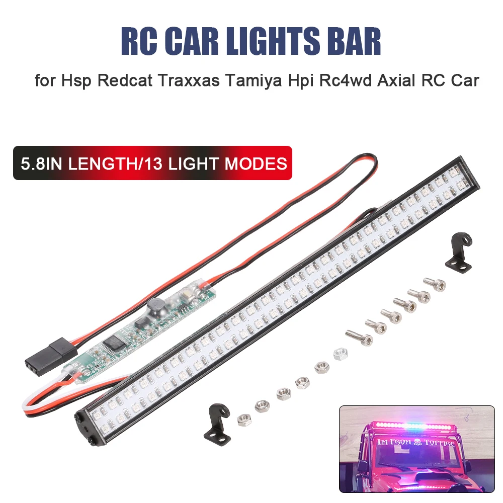 

RC LED Lights Bar 147mm Metal Light Headlight for 1/10 Traxxas TRX4 Trx6 D90 HSP Redcat RC 4WD Tamiya Axial SCX10 HPI RC Car