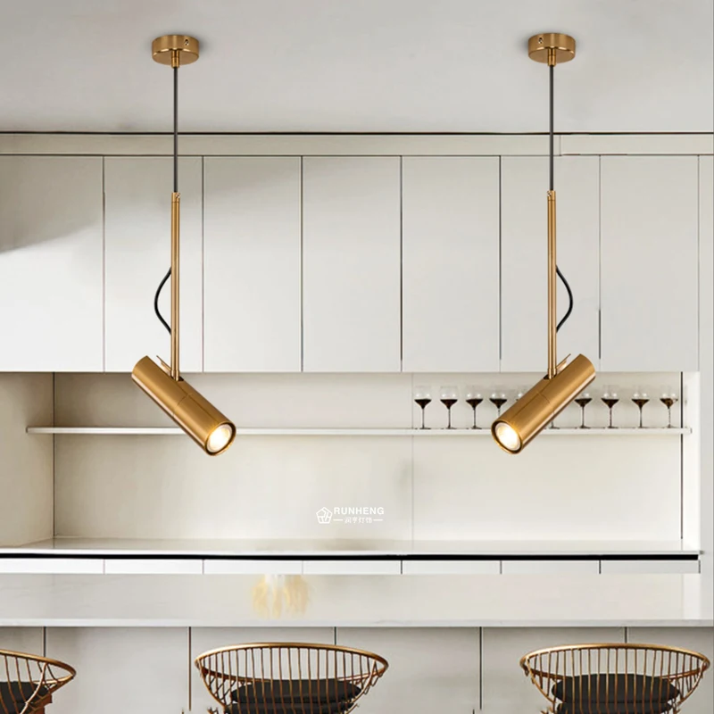 

Cylinder LED Pendant Lights Long Tube Lamps Kitchen Dining Room Shop Bar Decoration Cord Pendant Lamp Background Lights GU10