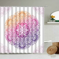 bohemian mandala pattern pink purple shower curtain white background home bathroom waterproof screen bathtub accessories gift