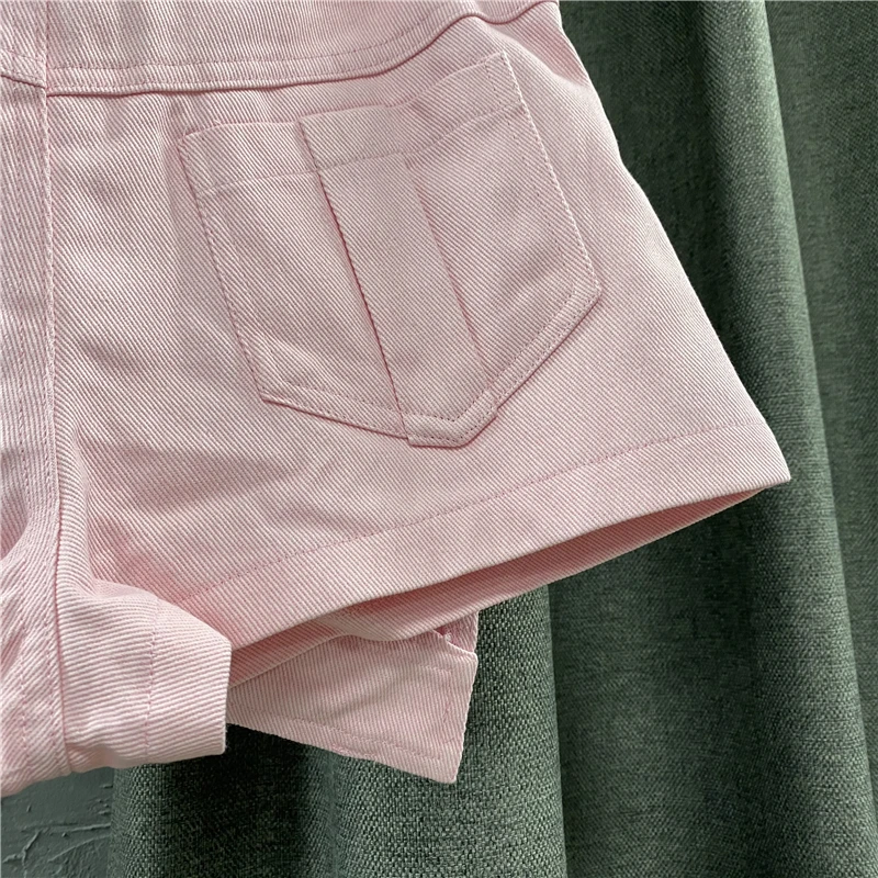 

2021 Summer Korean Style Pink Women Denim Shorts Irregular Culottes New Loose Slimming A- Line Hot Pants Fashion Short Jeans
