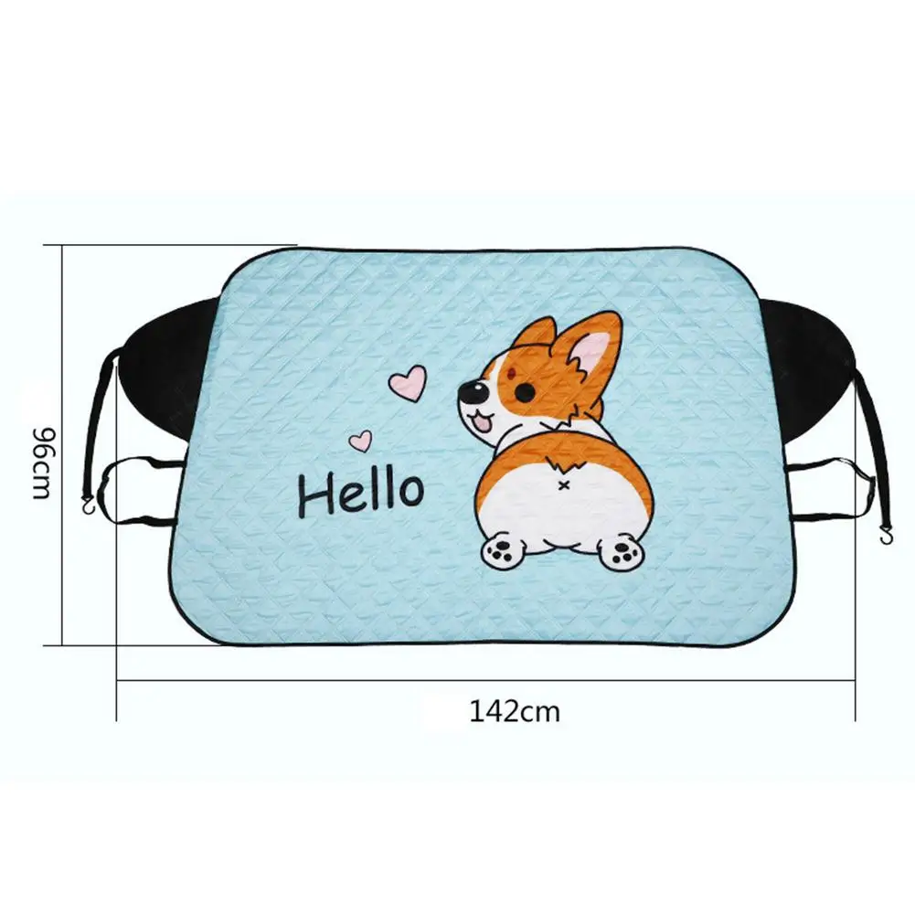 

Anti-UV Double-sided Car Windshield Sunshade Say Hello Corgi Block UV Rays Auto Shade Fit For Most Autos Car Covers