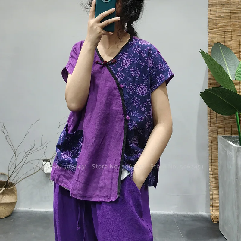 Для женщин в китайском этническом Ретро Cheongsam топы Ципао рубашки льняные