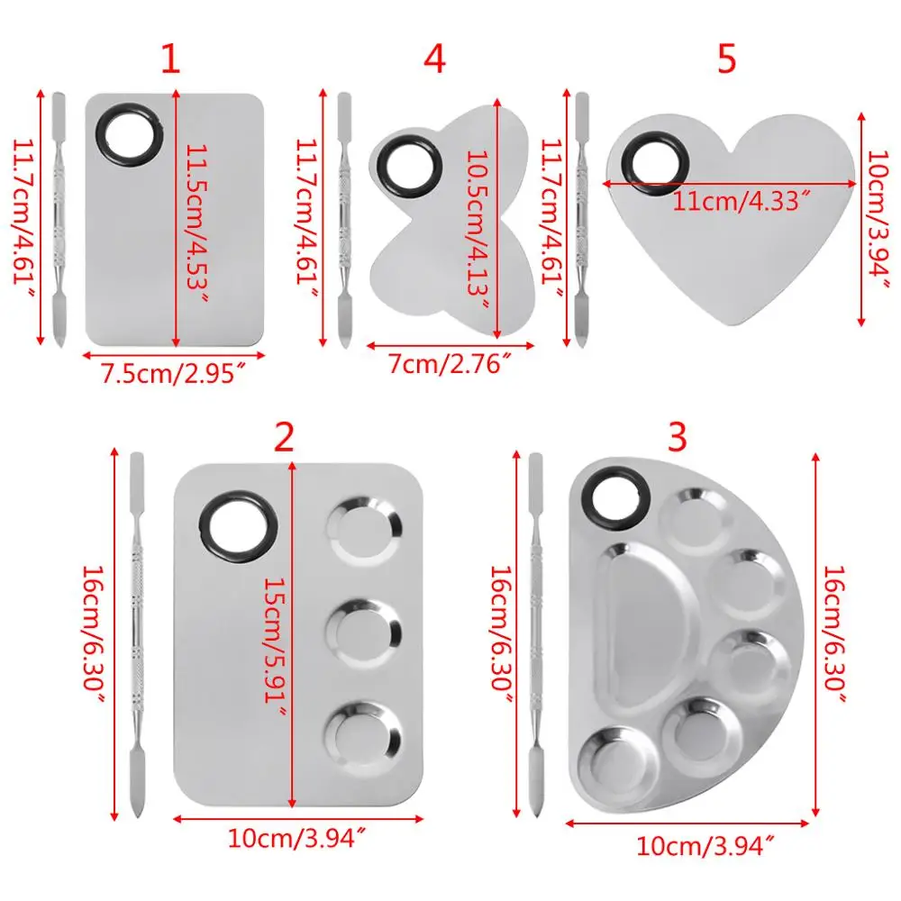 

Stainless Steel Paint Palette Tray Mixing Rod Spatula Set For Nail Art Supply School Supplies Watercolor Oil Painting Makeup