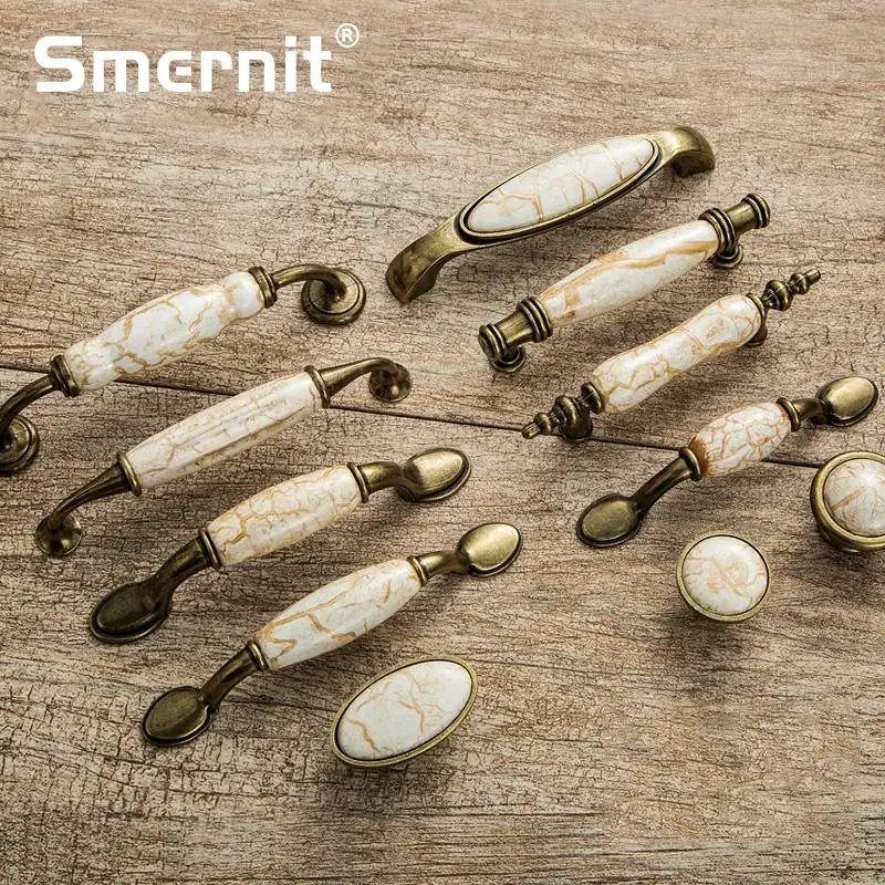 Античные дверные ручки с мраморной Веной керамические для кухонных шкафов