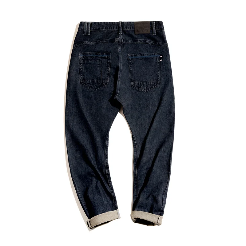 

Мужские джинсы с эффектом потертости, красные зауженные классические джинсы в винтажном стиле, 2021