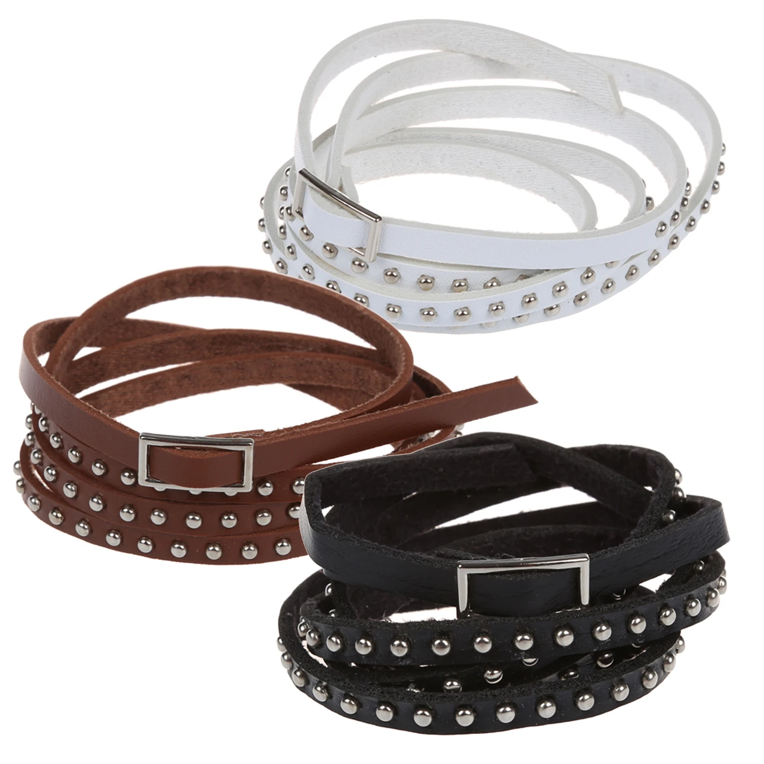 

Unisex Punk Rock Multi-Layer Rivet Stud Bracelet Bangle Wrap Cuff