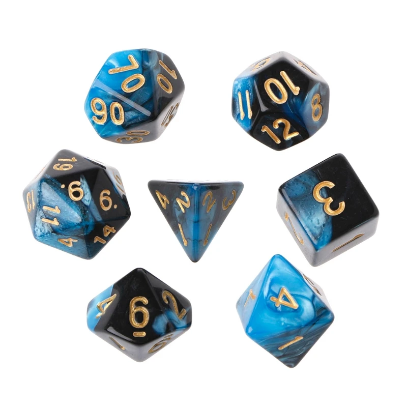 

Y1UC 7pcs/Set Acrylic Polyhedral Dice For TRPG Board Game D4-D20