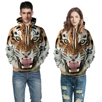spring summer long sleeve t shirts hood tiger print fashion couple comfortable breathable sports occupy the home