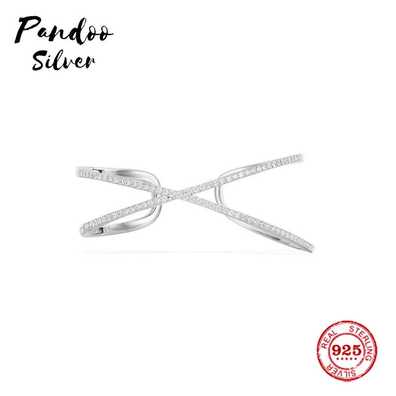 

Fashion Charm Sterling Silver Copy 1:1 Copy,Silver X-Shape Cuff Women 2021 Jewelry Gift With Logo