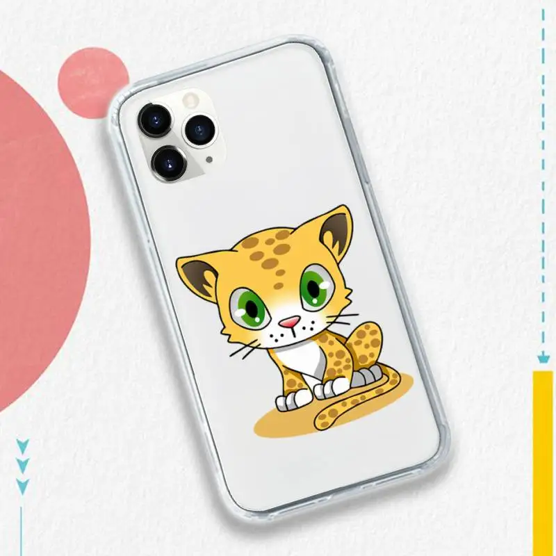 

Leopard cartoon cute Phone Cases Transparent soft For iphone 5 5s 5c se 6 6s 7 8 11 12 plus mini x xs xr pro max
