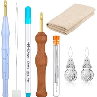 sewing needle group knitting embroidery pen wooden handle weaving sewing felting craft punch threader diy sewing accessories