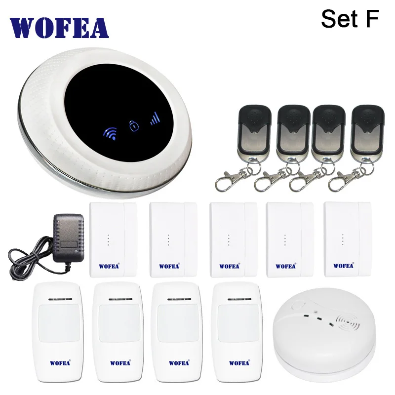 SET F Wofea беспроводной SIM GSM домашняя охранная wifi GSM сигнализация система Датчик комплект tuya приложение Встроенная сирена - Цвет: SET F
