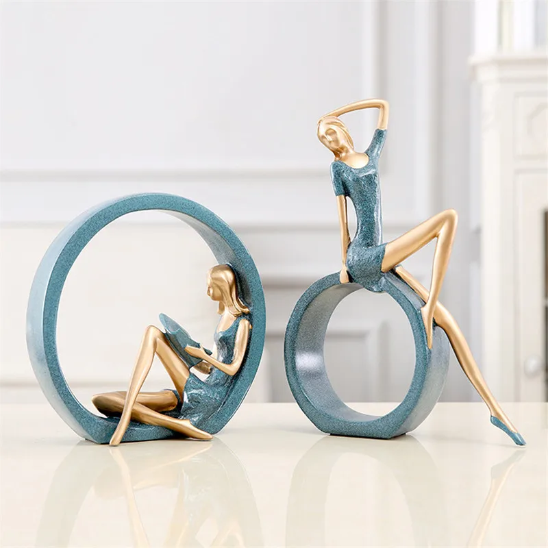 

[HHT] Resin Crafts European Girl Statue Decor Artistic Girl Home Decoration Living Room TV Cabinet Furnishing Christmas Gifts