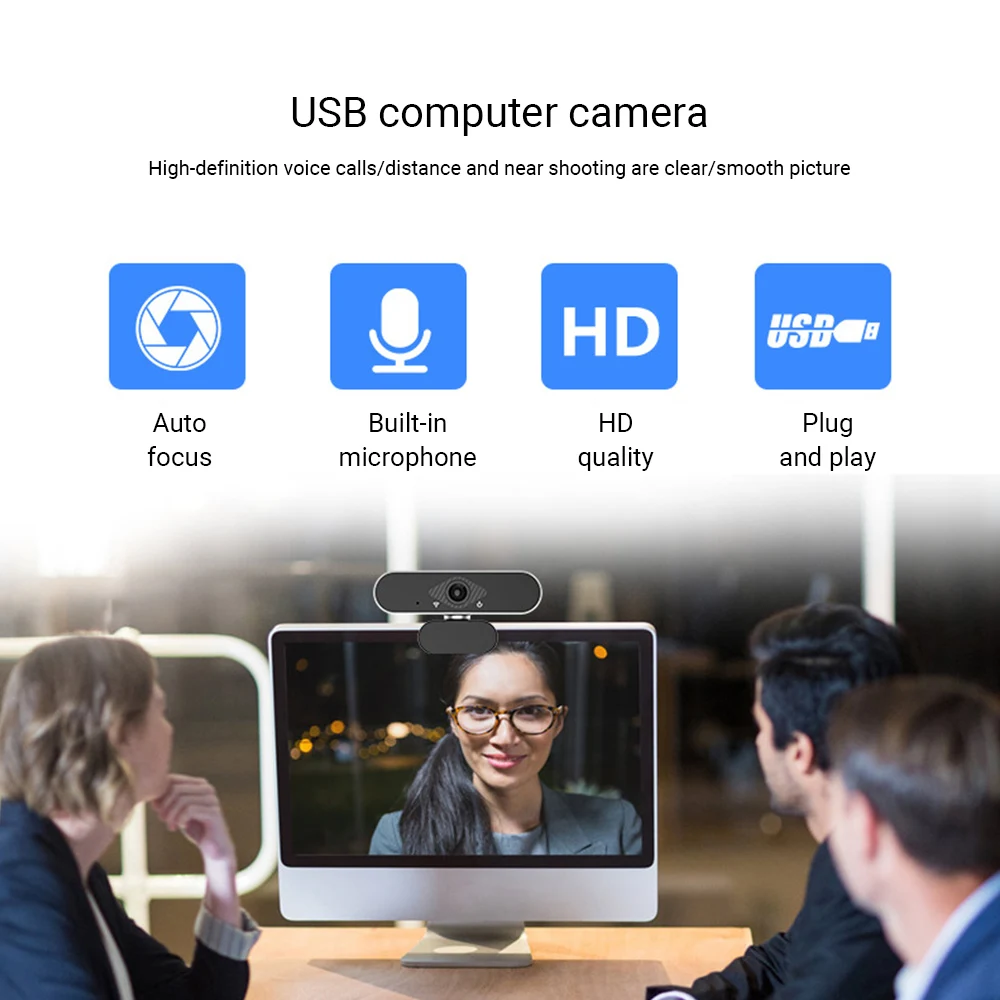 

Webcam 1080P HD USB Web Camera with Microphone Auto Focus Clip WebCam for Live Broadcast Video Calling Conference