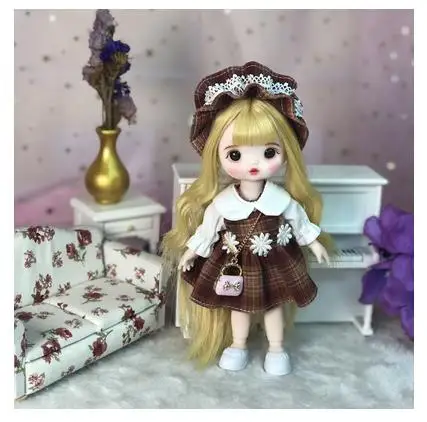 

16cm Blyth Doll Joint Body Fashion BJD Toys Gift with Dress Shoes Wig Make Up