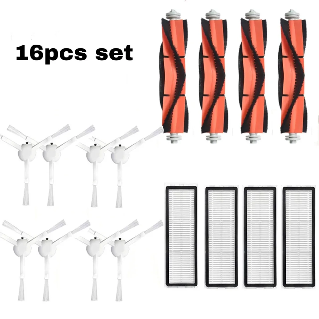 

16PCS Robot Vacuum Cleaner Parts Filter Main Brush Filters Side Brushes For Xiaomi Mijia Robot 1C STYTJ01ZHM Accessories