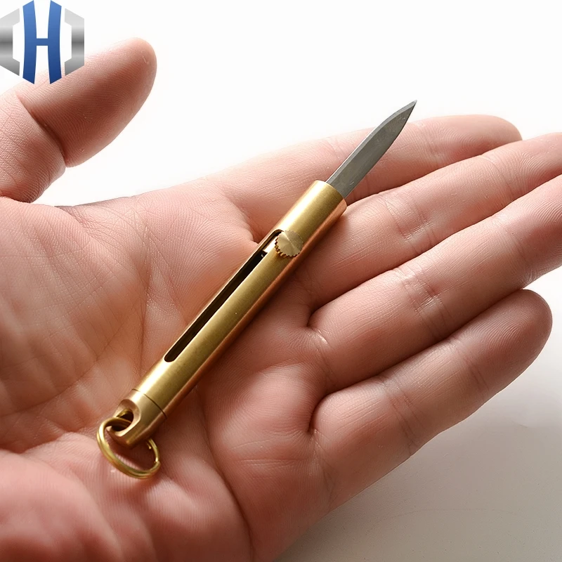 Многофункциональный мини нож из латуни для самообороны брелок изысканный