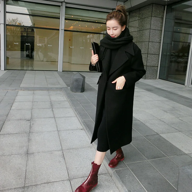 

Coat Female Women Wool Coat 2019 Winter Fashion New Casual Korean Version Slim Long Coat Full Sleeve Women's Coats Plus Size 3XL