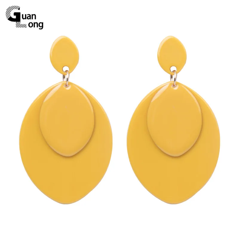 Модные Акриловые серьги GuanLong большие/длинные из полимерной смолы для женщин