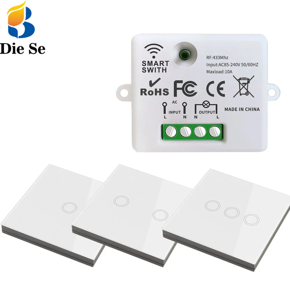 

Smart Light Switch AC 85~240V Controller RF 86 wall panel MINI Relay interruptor and Wireless Remote Control for home appliance