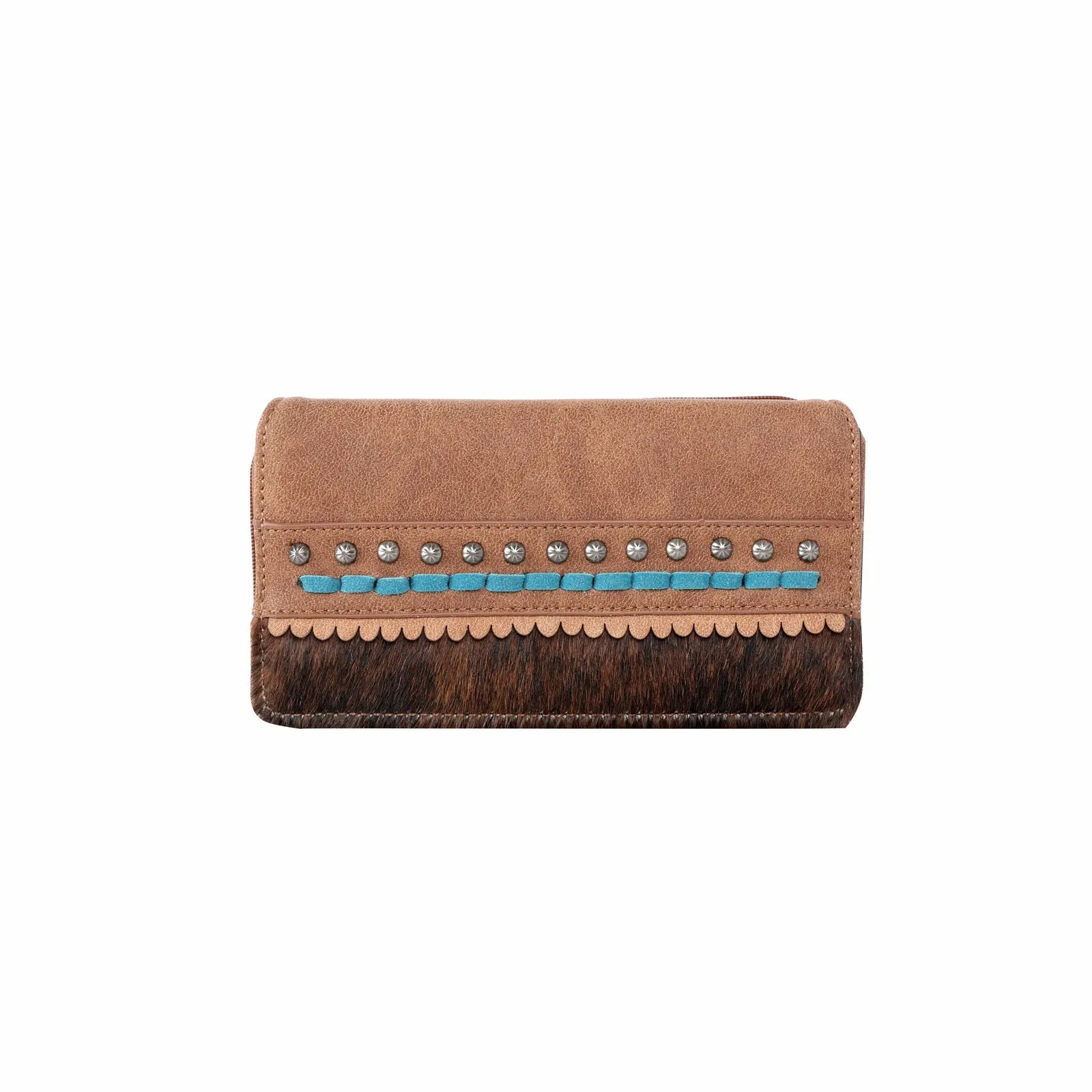 

Partial Leather Fashion Studded Collection Secretary Style Wallet