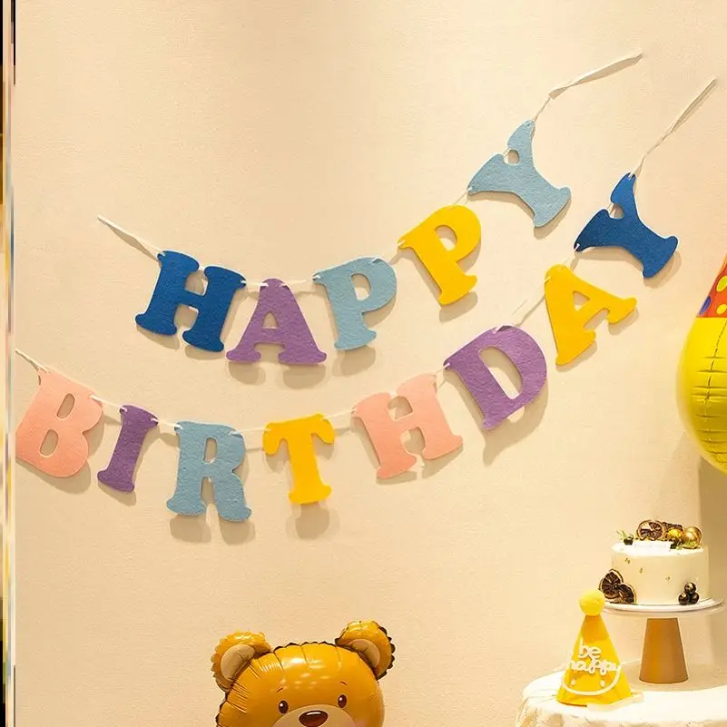 ins Baby Shower Non Woven Daisy Happy Birthday Banner White Flower Garland Yellow Flag | Дом и сад