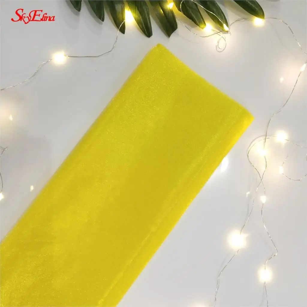 yellow 5/10 м Тюлевая пряжа с кристаллами, рулон, органза, марлевые элементы, ткань для девочек, платье-пачка для вечеринки, дня рождения, платье своими руками, свадебные украшения, 5Z - Цвет: yellow