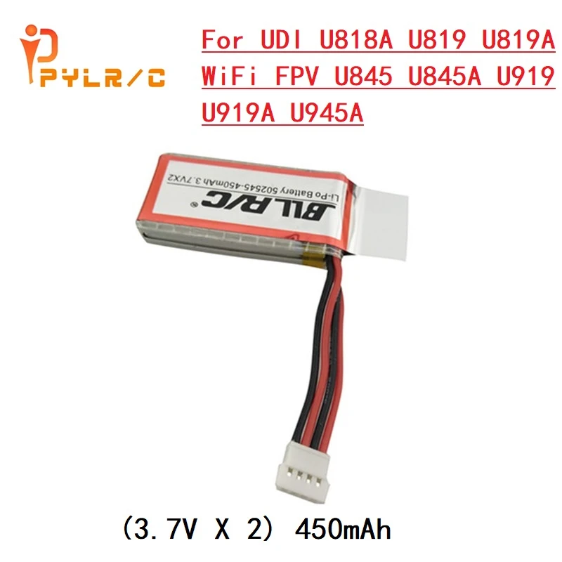 7 4 V 450mAh литий полимерный Батарея 502545 для UDI U818A U819 U819A Wi Fi FPV U845 U845A U919 U919A U945A RC