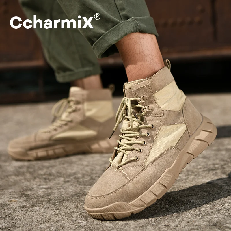 

Мужская Уличная обувь с высоким берцем, камуфляжная холщовая походная обувь для бездорожья, мужская повседневная обувь со шнуровкой, тактические военные ботинки