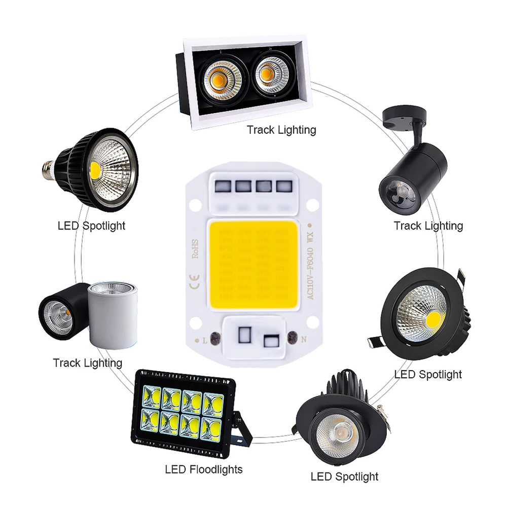 6pcs LED Chip Diodes Lamp Bulb 50W 30W 20W COB CHIP 220V LED Lamp Beads LED module For Flood light Spotlight DIY No Need Driver images - 6